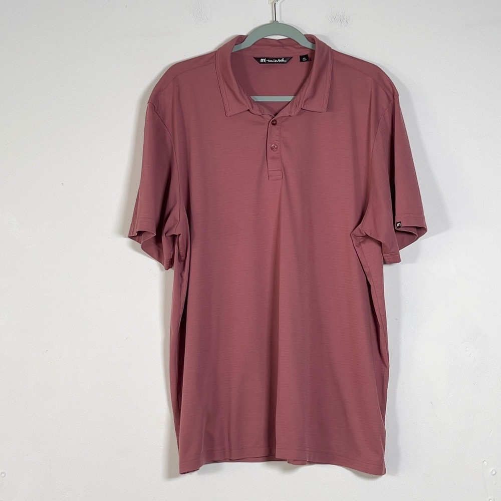 TravisMathew Mens XXL Pima Cotton Blend Polo Shirt Dusty Rose‎ Pink Short Sleeve
